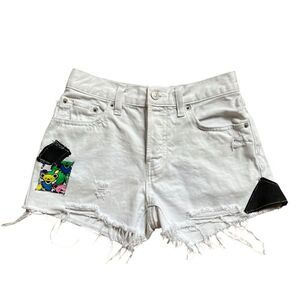 Upcycled High Rise Jean Shorts Reworked Grunge Concert Grateful Dead Bears S 25